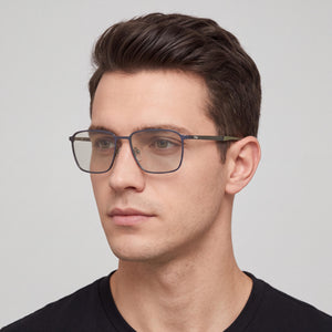 Fila Vfi204 Rectangle Eyeglasses Men — side view, Navy Metal temples