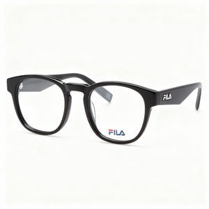 Fila VFI211 Square Eyeglasses Unisex — side view, Black Acetate temples