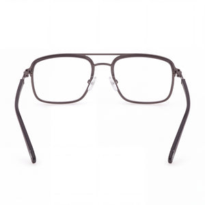 Fila VFI442 Aviator Eyeglasses Men — side view, Matt Gun Metal Stainless Steel temples
