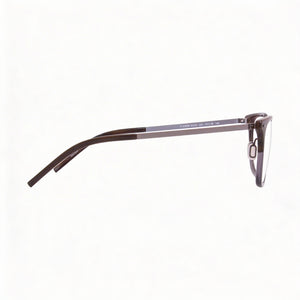 Flexon B2020 Square Eyeglasses Unisex — side view, Brown Metal temples
