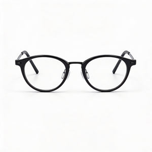 Flexon B2036 Round Eyeglasses Men — side view, Black Metal temples