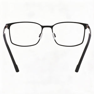Flexon Rectangle Eyeglasses Men — side view, Black FLEXON temples