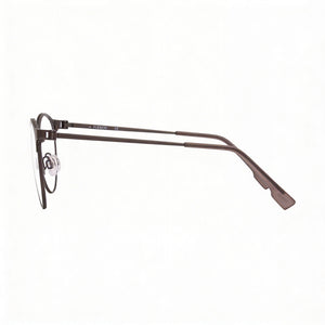 Flexon E1089 Round Eyeglasses Unisex — side view, Gray Metal temples