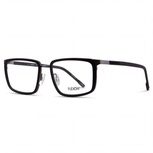 Flexon E1138 Black Rectangle Eyeglasses for Men, Metal frame