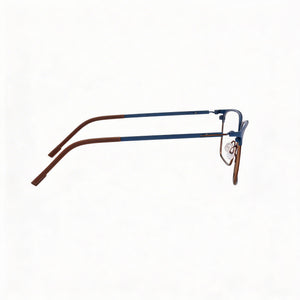 Flexon E1140 Rectangle Eyeglasses Unisex — side view, Blue Metal temples