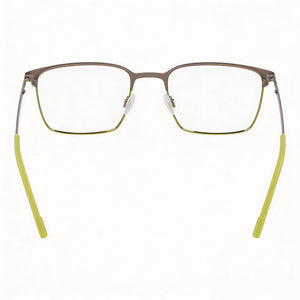 Flexon E1140 Square Eyeglasses Unisex — side view, Gray Acetate temples