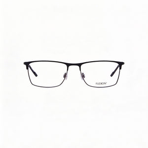 Flexon E1141 Rectangle Eyeglasses Men — side view, Black Acetate temples