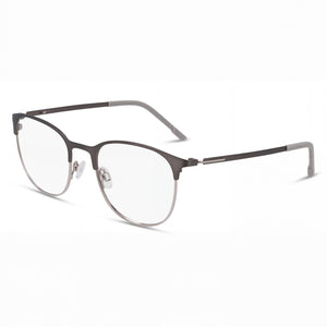 Flexon E1142 Gray Round Eyeglasses for Men, Metal frame