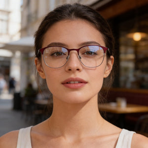 Flexon E1142 Red Eyeglasses Unisex — outdoor wear, Metal frame