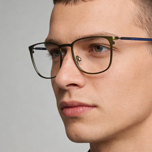 Flexon E1143 Rectangle Eyeglasses for Men — interior view, Polycarbonate demo lenses