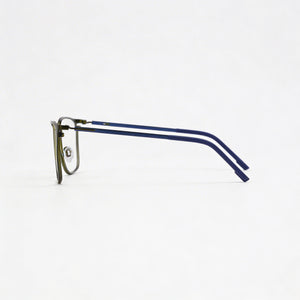 Flexon E1143 Rectangle Eyeglasses Men — side view, Green Metal temples