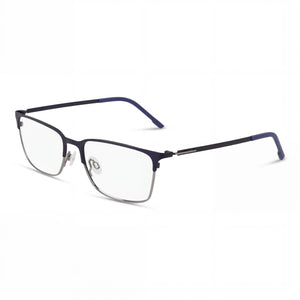 Flexon E1147 Matte Navy/Gunmetal Rectangle Eyeglasses Unisex, Acetate frame