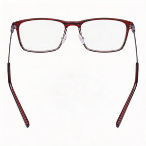 Flexon EP8011 Rectangle Eyeglasses Unisex — side view, Burgundy Grey Metal temples