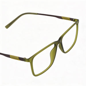 Flexon EP8019 Rectangle Eyeglasses Unisex — side view, Green Iniettato temples