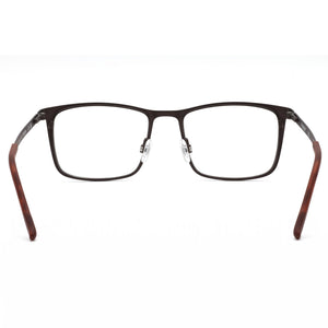 Flexon Rectangle Eyeglasses Men — side view, Matte Gunmetall Sepia temples