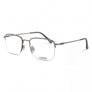 Flexon H6041 Silver Rectangle Eyeglasses Unisex, Metal frame