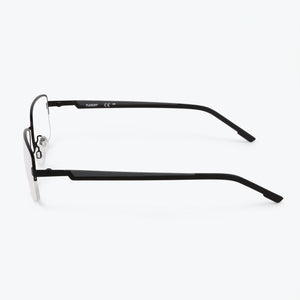 Flexon H6084 Rectangle Eyeglasses Women — side view, Black Metal temples