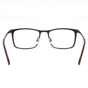 Flexon Rectangle Eyeglasses Men — side view, Matte Gunmetal Sepia temples