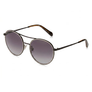 Fossil Casual Black Round Sunglasses for Women, Dark Grey lens — hero view