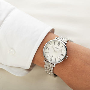 Fossil Jacqueline ES3793 Women's Watch — side view, stainless steel case stainless steel band