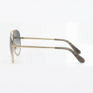 Fossil Fos 2140/G/S Aviator Sunglasses Women — side view, Non-Polarized Green Shaded lens