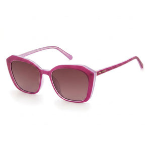 Fossil Fos 3116/S Raspberry Burgundy Square Sunglasses for Women, Pink lens