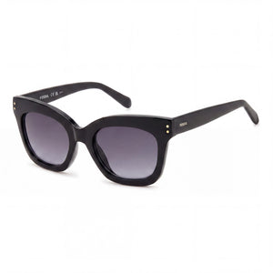 Fossil Fos 3153/G/S Black Square Sunglasses for Women, Dark Grey Heather lens