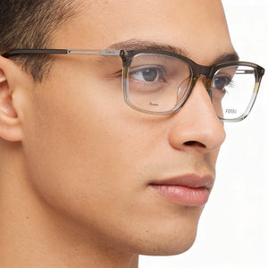 Fossil Fos 7128 Rectangle Eyeglasses Unisex — side view, Gray Acetate temples