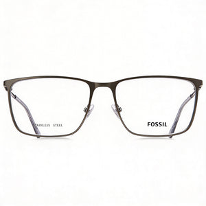 Fossil Fos 7129 Rectangle Eyeglasses for Men — front view, Alloy Steel
