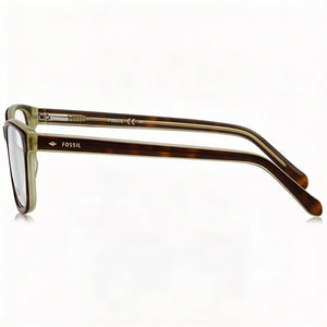 Fossil Fos 7132 Rectangle Eyeglasses Women — side view, Havana Polycarbonate temples