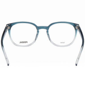Fossil Fos 7145 Round Eyeglasses Men — side view, Teal Plastic temples