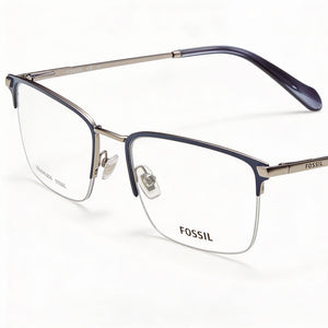 Fossil Fos 7147 Rectangle Eyeglasses Unisex — front view, Alloy Steel