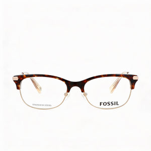 Fossil Rectangle Eyeglasses for Women — front view, Alloy Steel