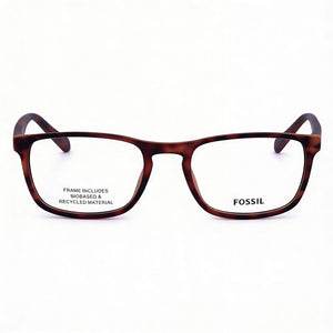 Fossil Modern Rectangle Eyeglasses Unisex — front view, ECO Cellulose