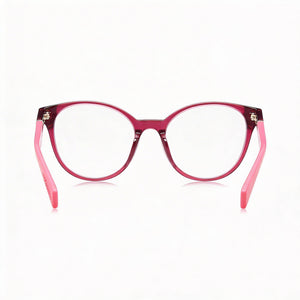 Furla Classic Oval Eyeglasses Women — side view, Red Acetate temples