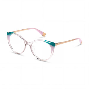 Furla Antique Pink Rectangle Eyeglasses for Women, Acetate 53mm — view 1