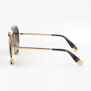 Furla Sfu785 Round Sunglasses Women — side view, Non-Polarized Smoke gradient lens