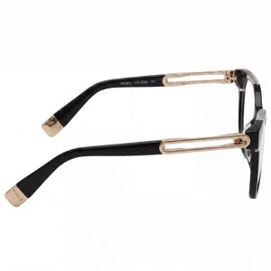 Furla VFU672 Rectangle Eyeglasses Women — side view, Black Acetate temples