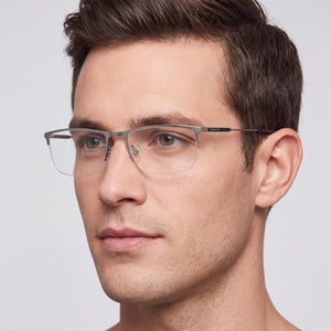 Gant Ga3288 Rectangle Eyeglasses Men — side view, Gray Metal temples