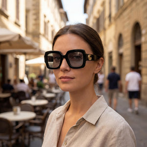 Gucci Black Sunglasses Women — outdoor wear, Grey lens