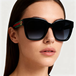 Gucci GG0034SN Square Sunglasses Women — side view, Non-Polarized Grey Gradient lens