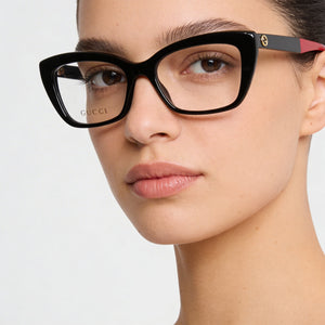Gucci GG0165ON Cat Eye Eyeglasses for Women — front view, Plastic