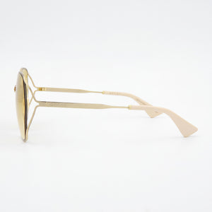 Gucci GG0818SA-004 Square Sunglasses Women — side view, Non-Polarized Gradient Vintage Yellow lens