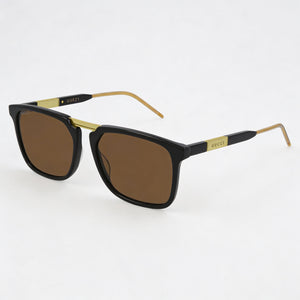 Gucci gg0842s Rectangle Sunglasses Men — side view, Non-Polarized Black-Brown lens