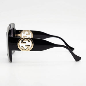 Gucci GG1022S Square Sunglasses Women — side view, Non-Polarized Grey lens