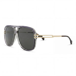 Gucci Gg1105s 001 Grey Gold Gray Rectangle Sunglasses for Men, Grey Gold Gray lens