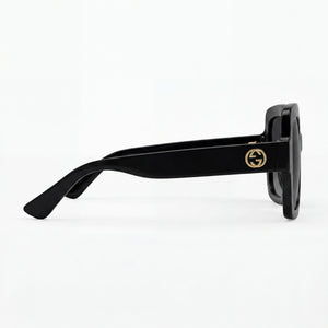 Gucci Gg1337s 002 Square Sunglasses Women — side view, Non-Polarized Black Grey lens