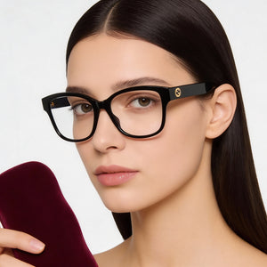 Gucci GG1340O Square Eyeglasses for Women — interior view, Plastic demo lenses
