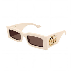 Gucci Gg1425s 004 Beige Rectangle Sunglasses for Women, Brown lens