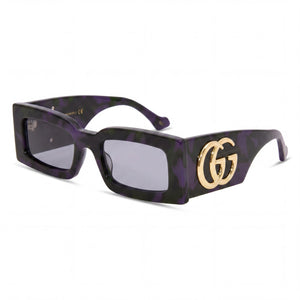Gucci GG1425S Violet Rectangle Sunglasses for Women, Gray lens
